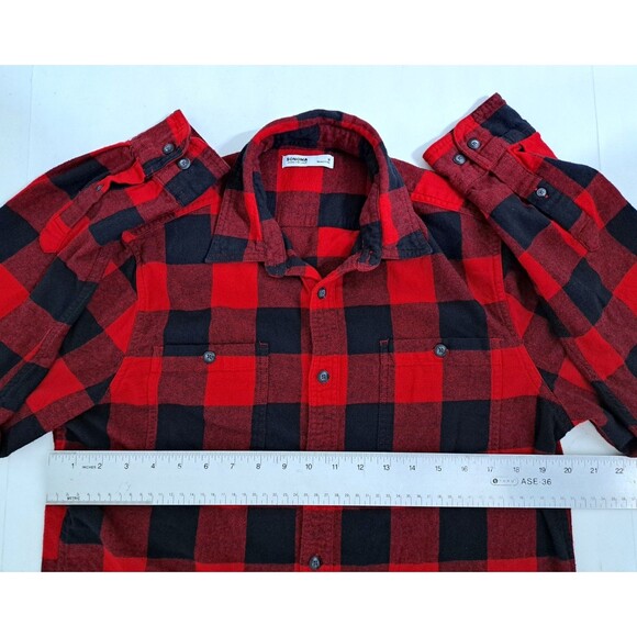Sonoma Mens Medium Flannel Red Black Check Plaid Lumberjack Shirt Button - Picture 6 of 8